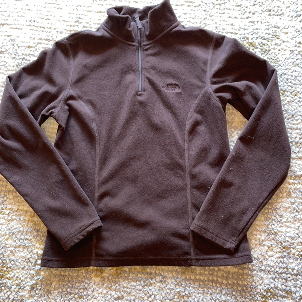 North face 1/4 zip good condition XS brown